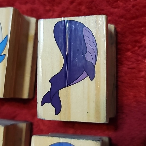 Set of 10 Marine Life Wooden Rubber Stamps - Picture 9 of 12
